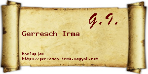 Gerresch Irma névjegykártya